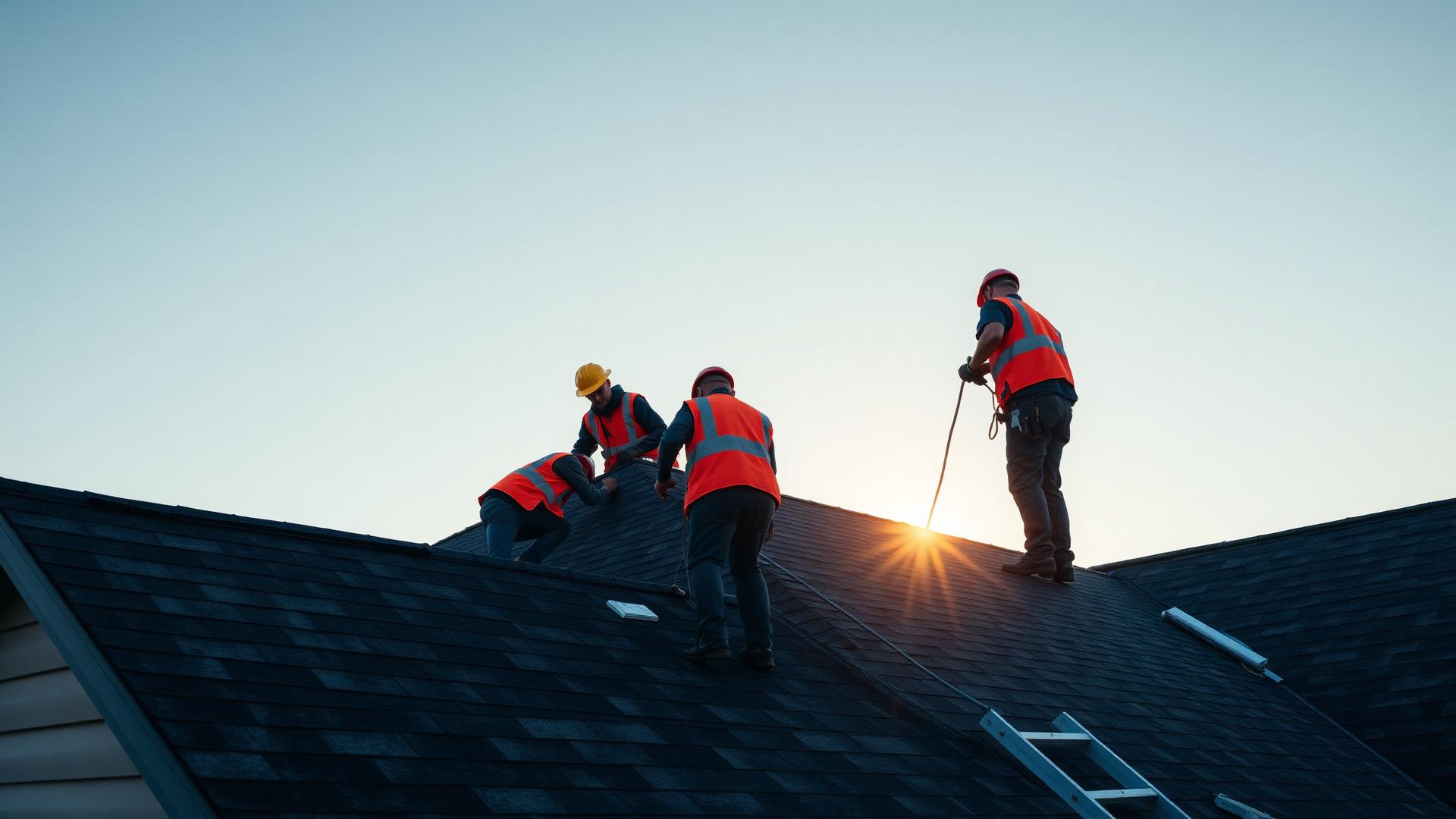 Roof Peoria team installing shingles on a residential home in Peoria Illinois